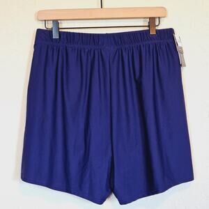 Island Escape Navy Blue Swim Bottom Shorts Plus 16W Beach Pool Vacation
